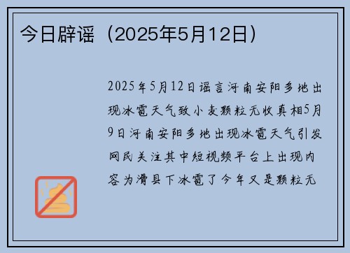今日辟谣（2025年5月12日）